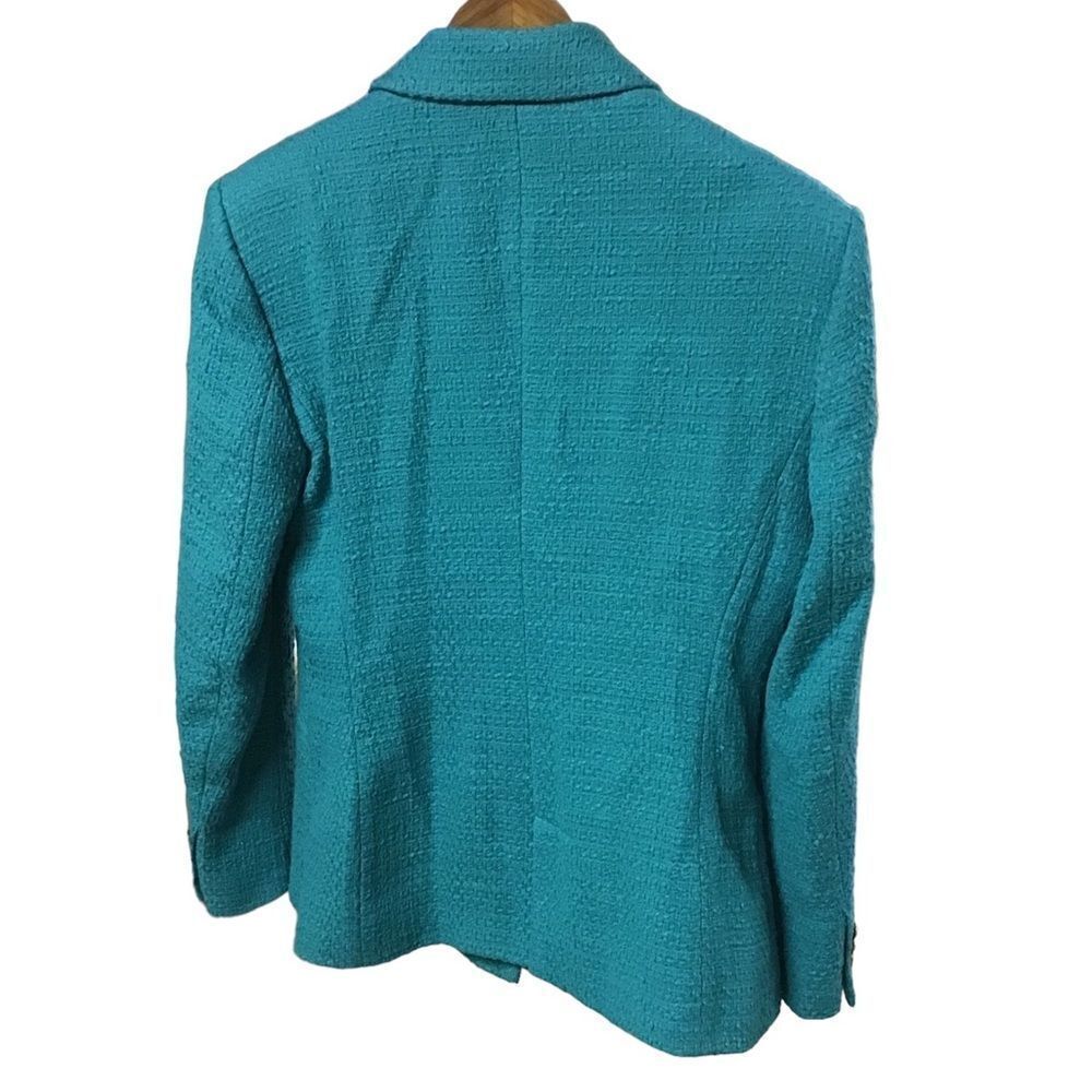 Zara Green Tweed Double Breast Blazer Size Large - Picture 2 of 7